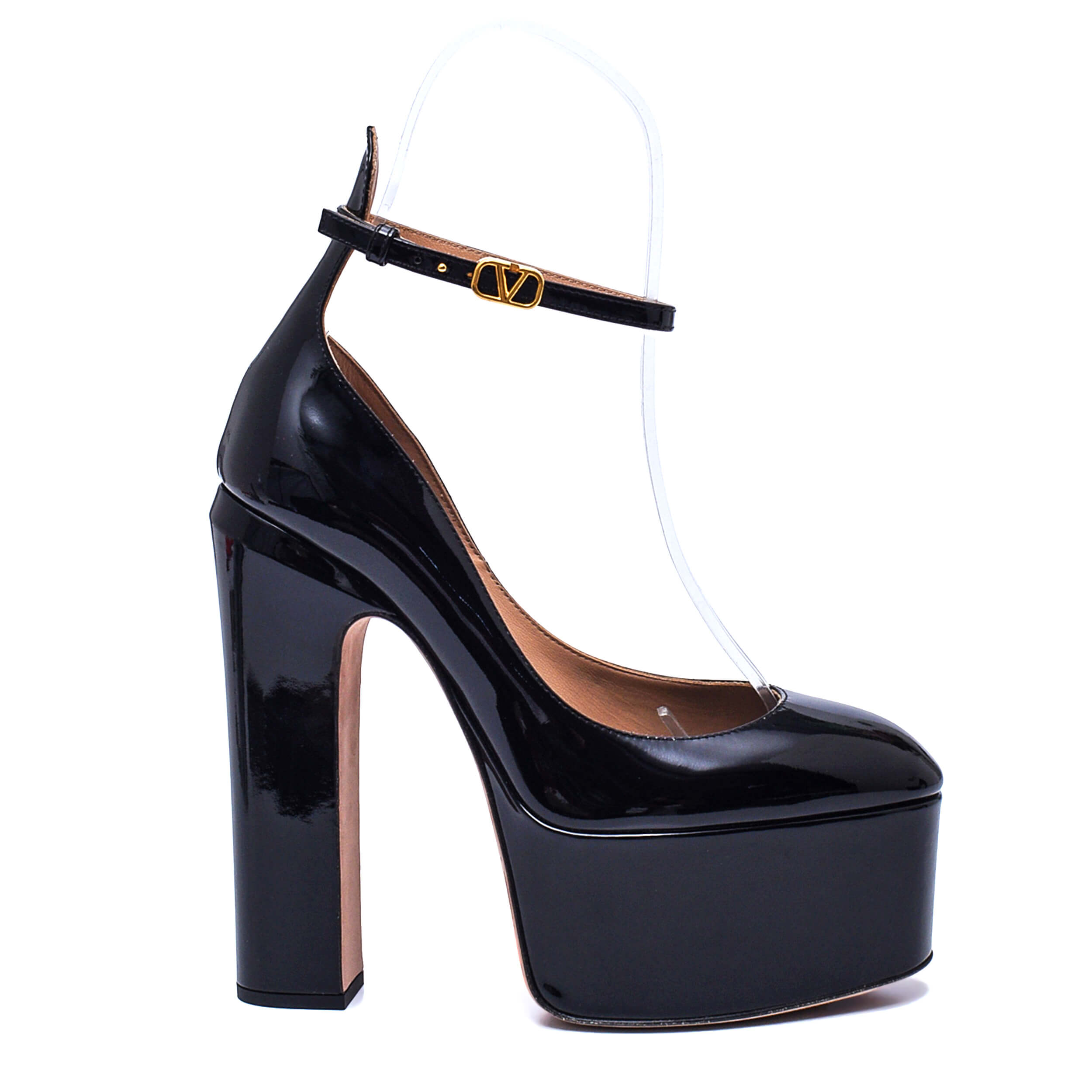 Valentino - Black Patent Leather Tan Go 155 Platforms Pumps / 38